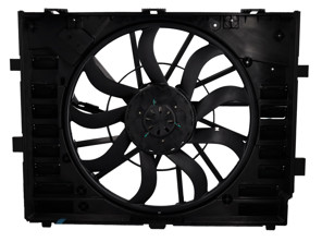 Water radiator air duct with fan. Porsche 958 Cayenne >>2014 - 95810606140, 95810606130, 95810606131, 958121203A